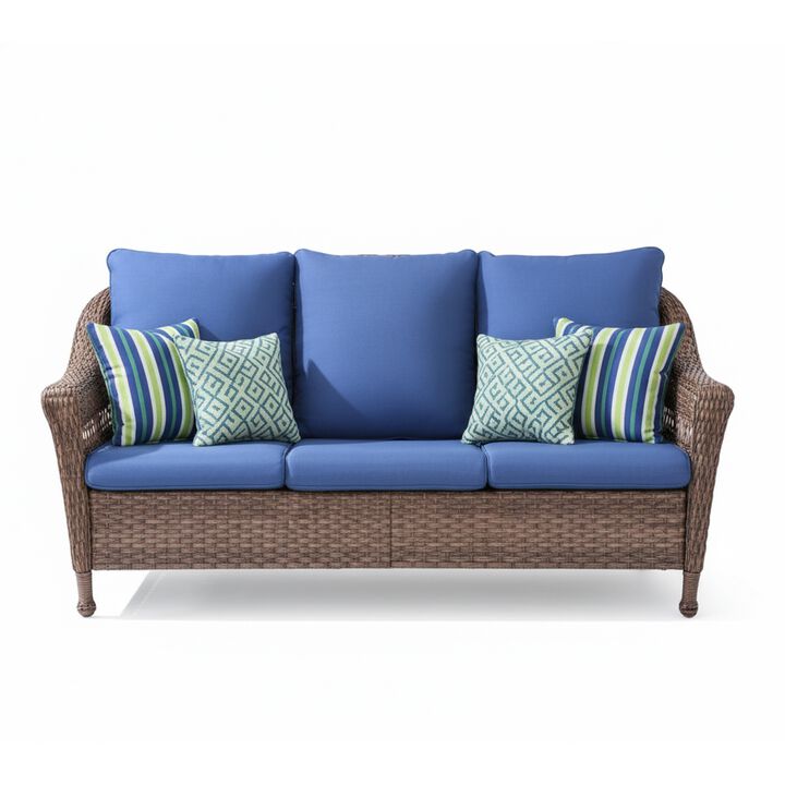 utdoor Wicker Sofa Set，Patio 3-Seater Wicker Sofa