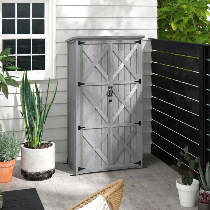 Outsunny Outdoor Storage Cabinet with Waterproof Asphalt Roof, Natural