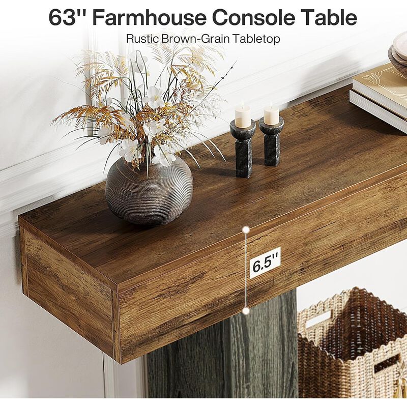 Tribesigns Farmhouse 2-Tier Wood Console Table image number 5