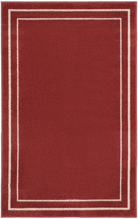 HomeRoots 2' X 4' Red And Ivory Indoor Outdoor Area Rug