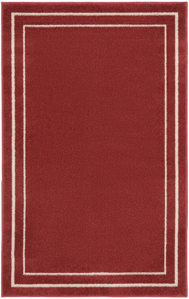 HomeRoots 2' X 4' Red And Ivory Indoor Outdoor Area Rug image number 0
