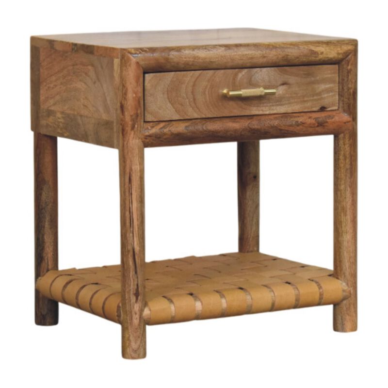 Artisan Furniture Solid Wood Regency Woven Oak-ish Nightstand with Drawer