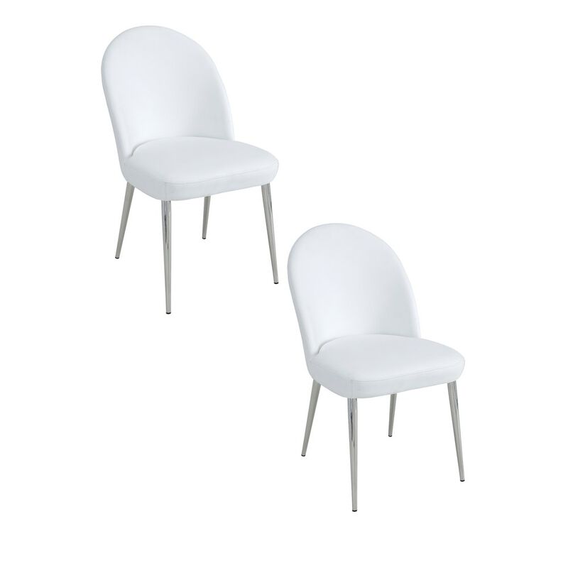 Pangea Home Vera Chair Faux Leather White- Set Of 2