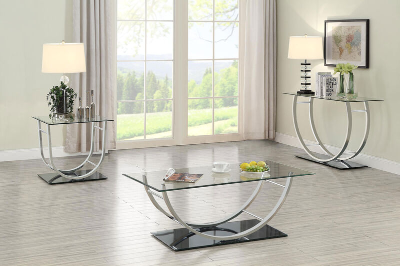Coaster Danville Rectangular U-Shaped Glass Top Coffee Table Chrome
