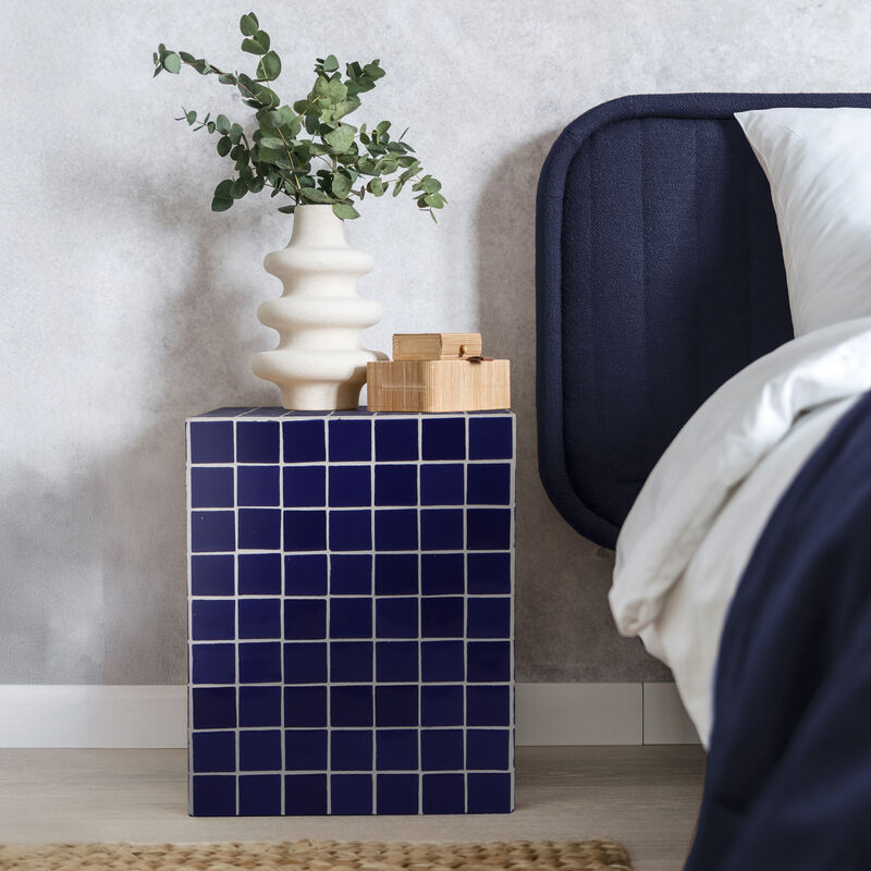 Callista Modern Bohemian Ceramic Tiled Rectangle End Table