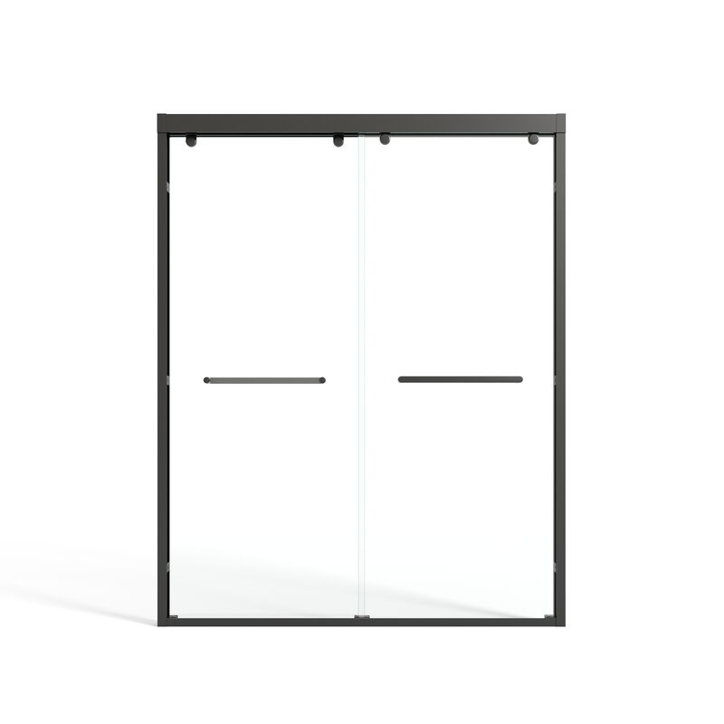 Heavy-Duty Aluminum Shower Door with Anti-Derailment Track, 60x76 Wide Adjustable