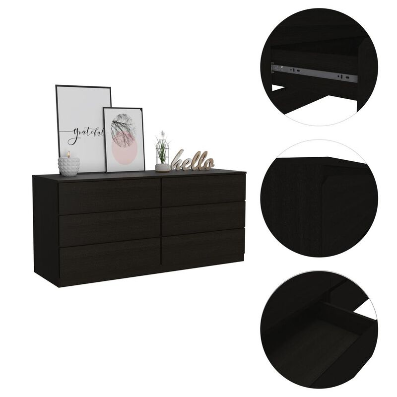 Cocora 6 Drawer Double Dresser - Black