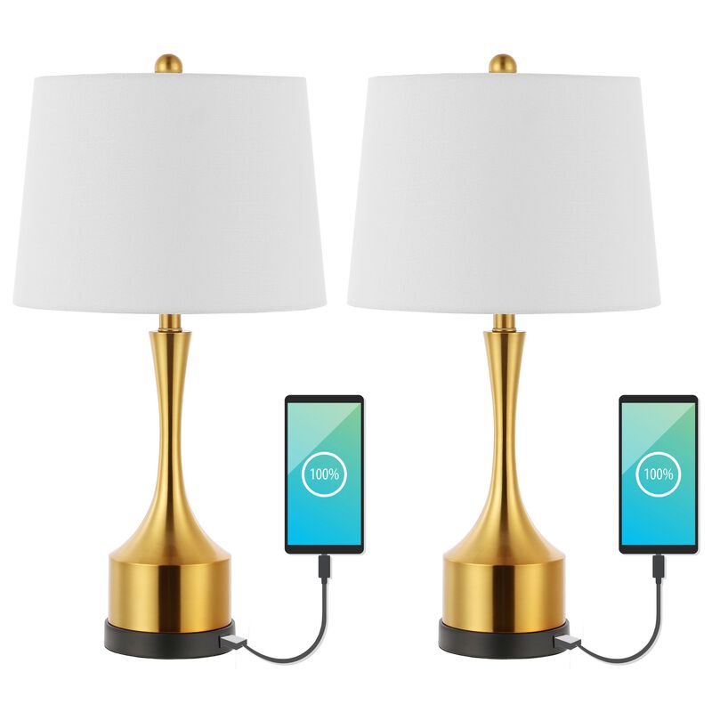 Cooper Classic French Country Iron LED Table Lamp with USB Charging Port (Set of 2)