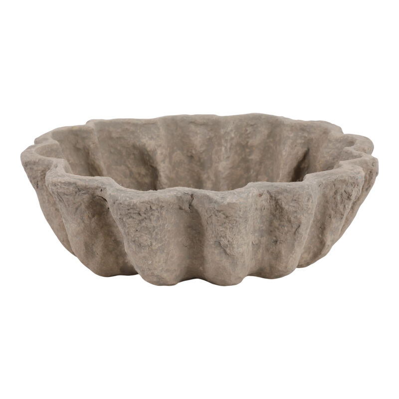 12" Fluted Paper Mache Bowl, Taupe image number 4