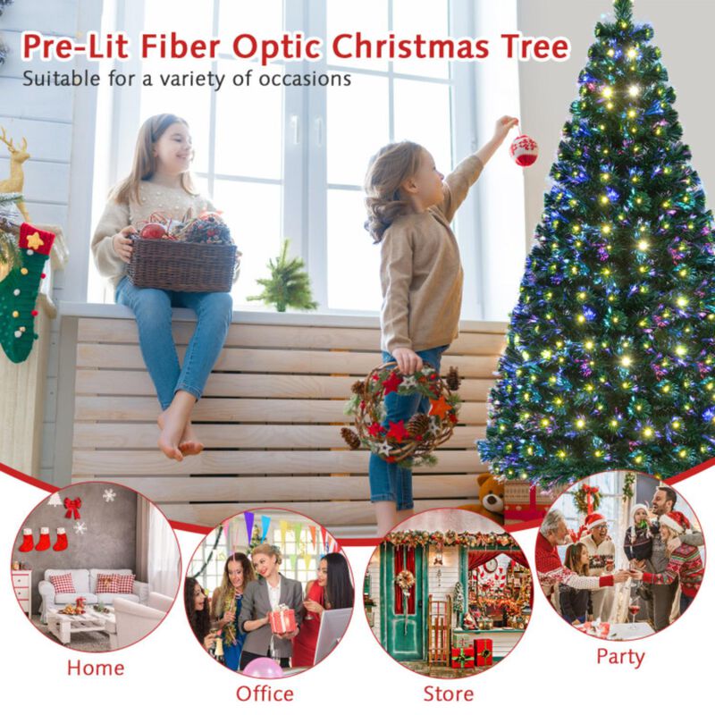 LED Fiber Optic Artificial Christmas Tree w/ Top Star