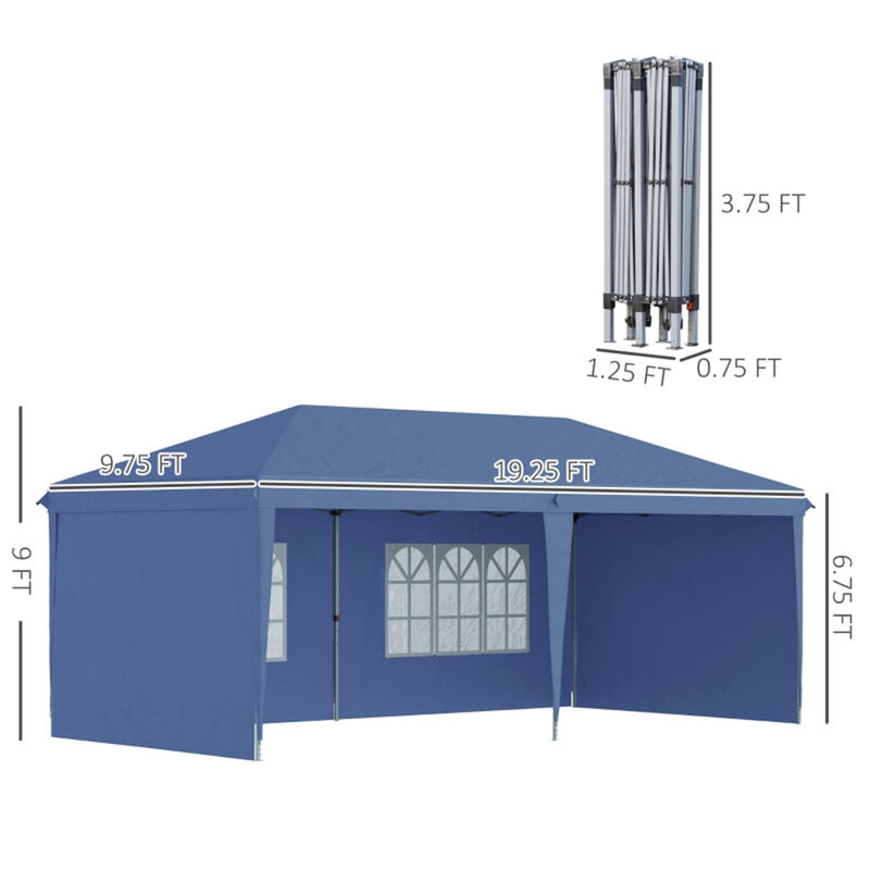 Pop-Up Canopy Party Tent with 4 Sidewalls for Outdoor Events