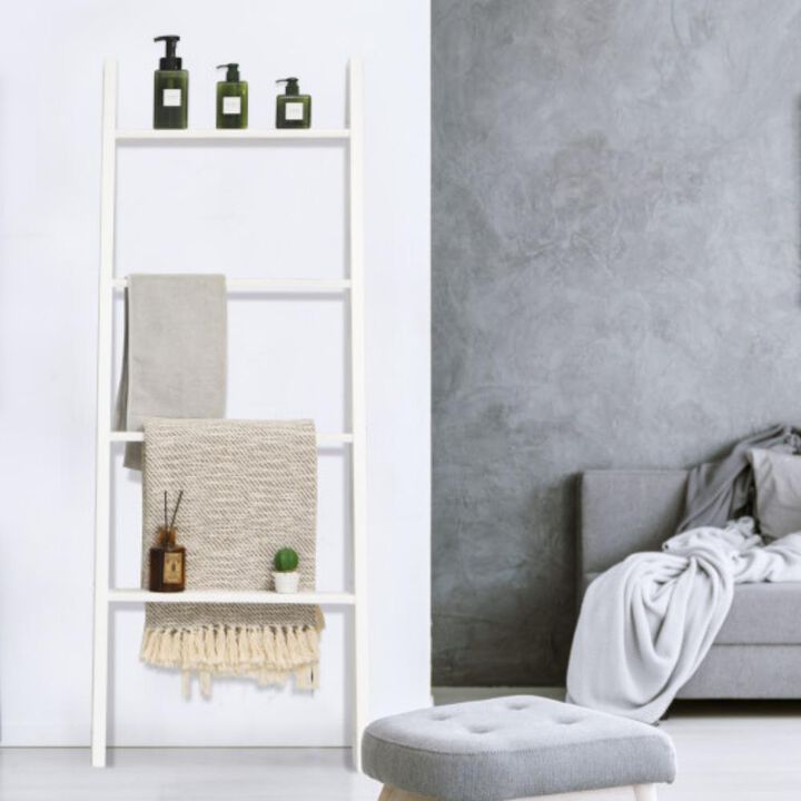 4-Tier Wall Leaning Ladder Shelf Stand