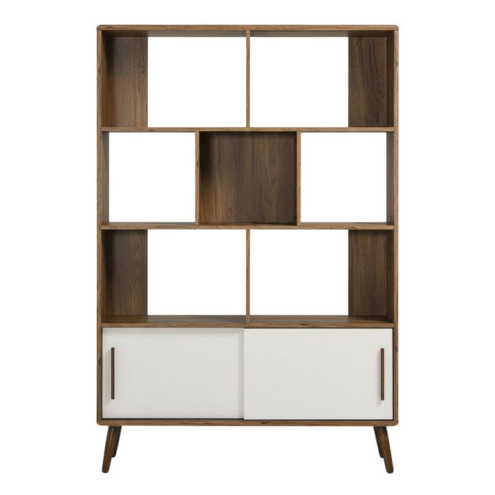 Wooden Bookcase with Sliding Doors for Living Room Storage