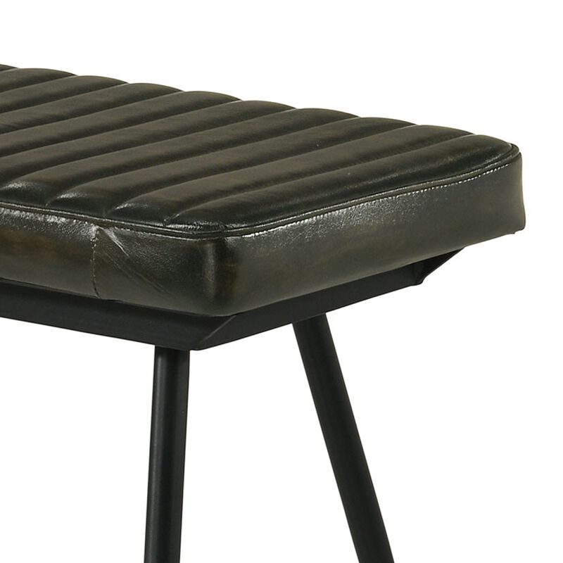 Mia 54 Inch Bench, Hand Dyed Espresso Brown Leather, Vertical Tufting image number 5