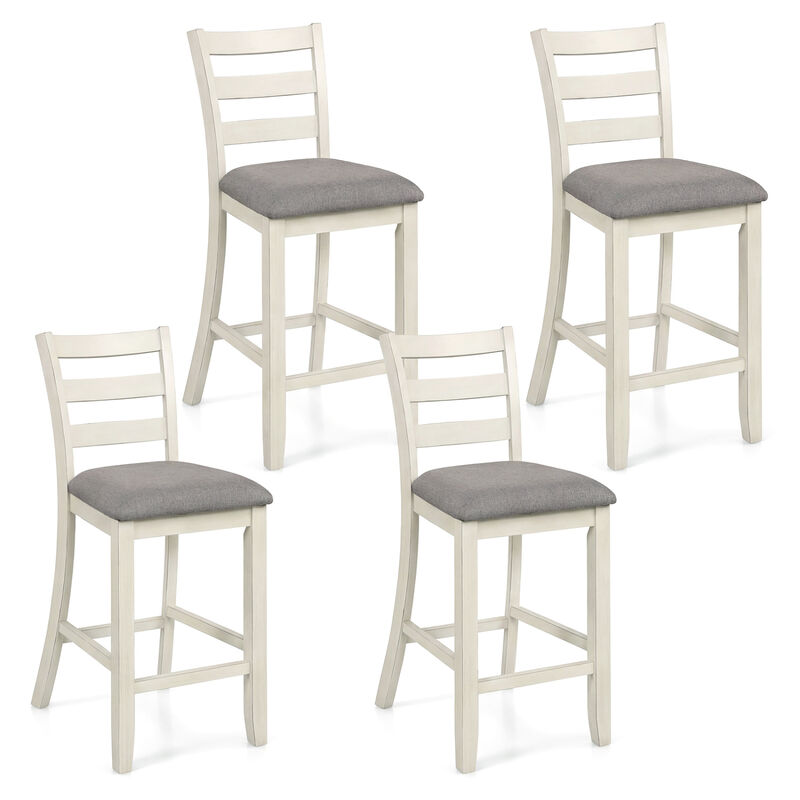 Set of 4 Counter Height Dining Chairs with Fabric Seats and Wood Legs image number 0