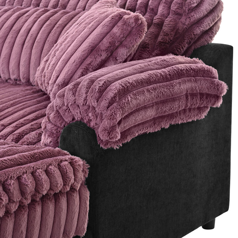 Merax Plush Faux Rabbit Fur Chaise Sofa image number 4