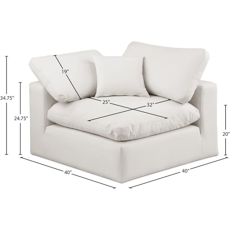 Meridian Furniture Comfy Cream Vegan Leather Modular Corner Chair