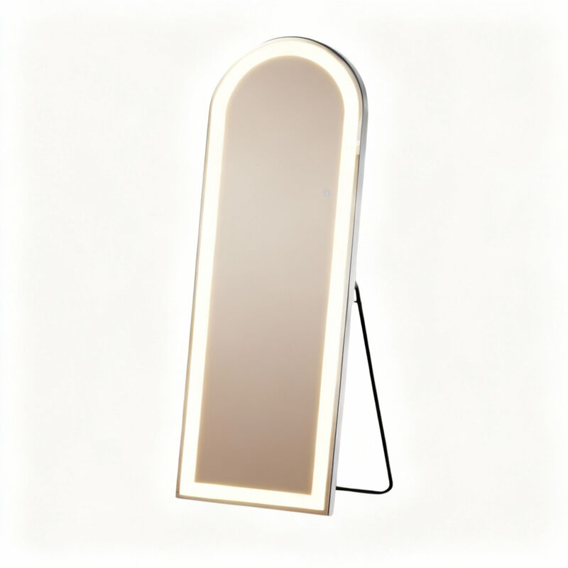 HomeRoots 71" Clear Arch Lighted Freestanding and Wall Mount Frameless Full Length Mirror image number 0