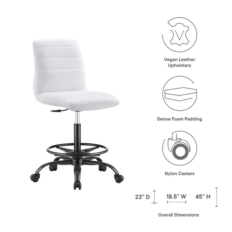 Modway Furniture - Ripple Armless Vegan Leather Drafting Chair image number 6
