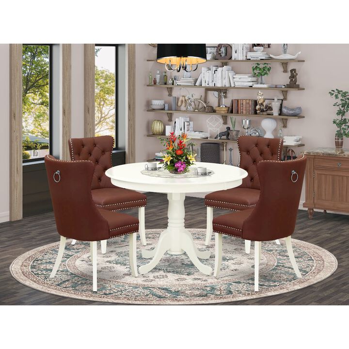 5 Piece Dinette Set for Small Spaces Contains a Round Dining Table