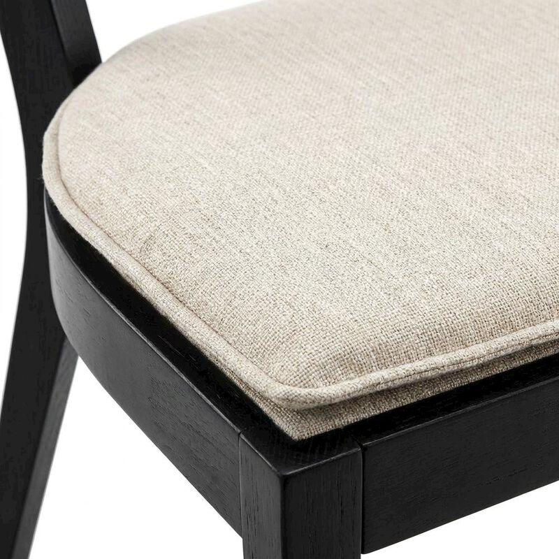 Fabric-Upholstered Wood Dining Chairs, Black White, Set of 2 image number 6