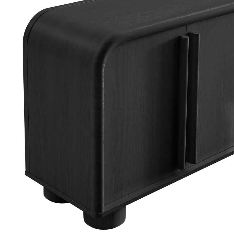 Modway Bellamy 63 Inch Curved Sideboard Cabinet with Storage in Black Oak &ndash; Modern Buffet Cabinet with 4 Soft-Close Doors and Adjustable Shelves image number 8