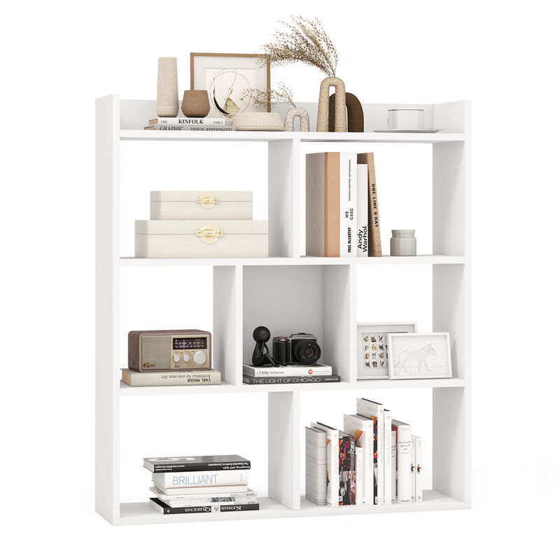 7-Cube Storage Bookshelf with Open Back Design and Anti-Tip Hardware