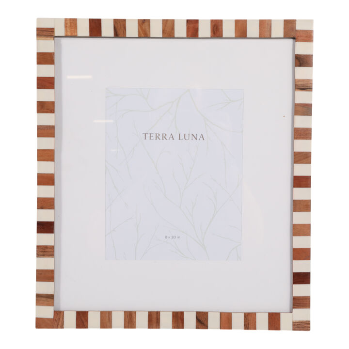 8x10" Matted Photo Frame Wood Inlay, Natural/ivory