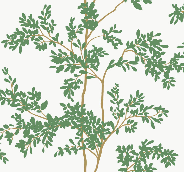 Lunaria Silhouette White & Green Wallpaper (Set of 2)