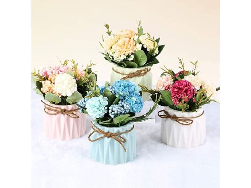 White Artificial Hydrangea Flower Stems Vase Filler Bouquet image number 1