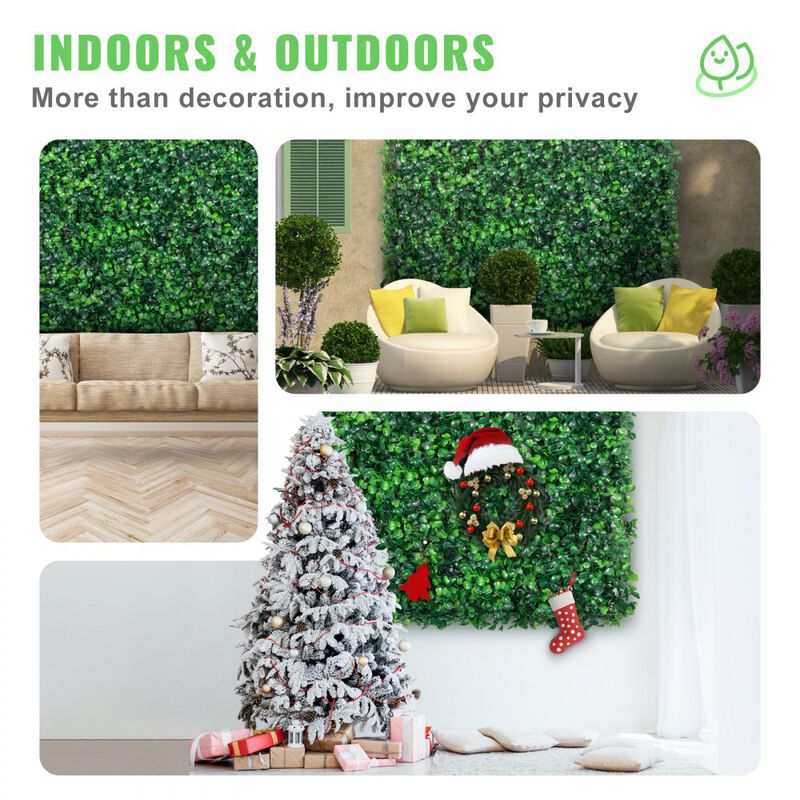 Realistic Hedge Wall Panels 24PCS UV Protected Boxwood Privacy Screen for Outdoors-Green image number 3