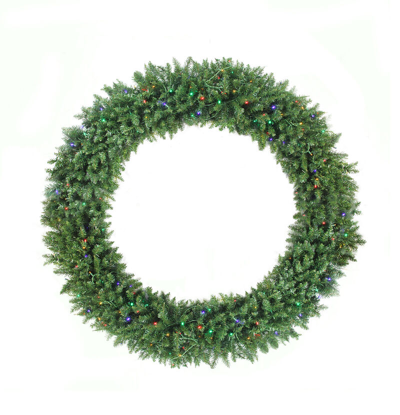 Pre-Lit Buffalo Fir Commercial Artificial Christmas Wreath - 72-Inch  Multicolor LED Lights