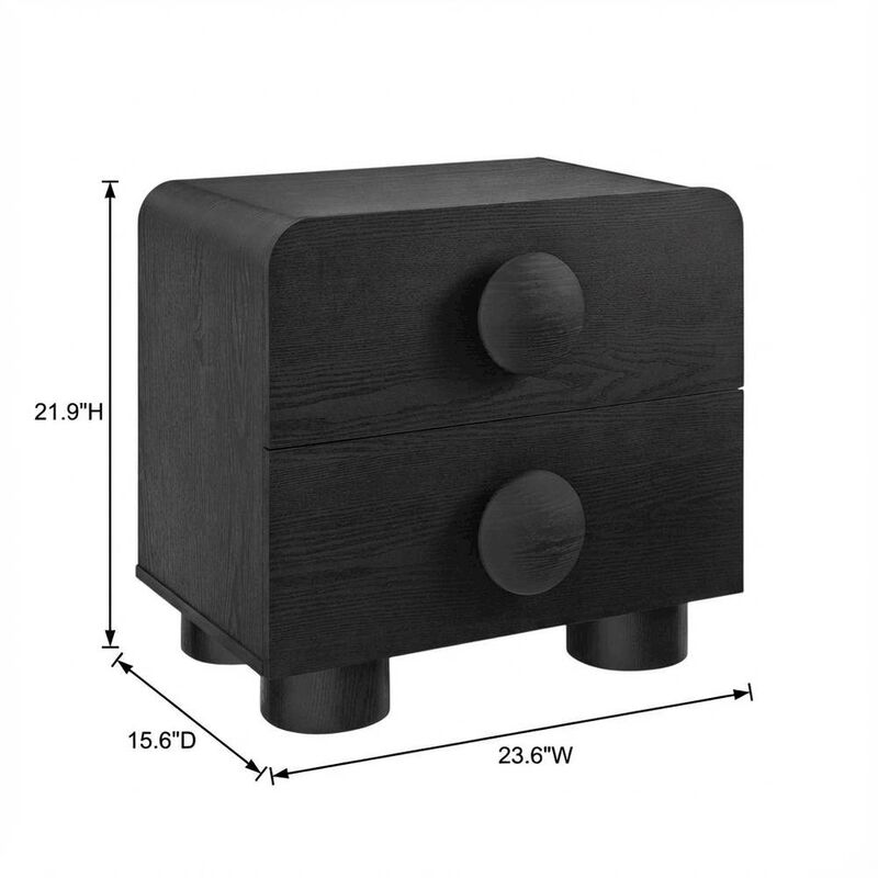 Black 2-Drawer Nightstand with Modern Design and Sturdy Construction image number 1