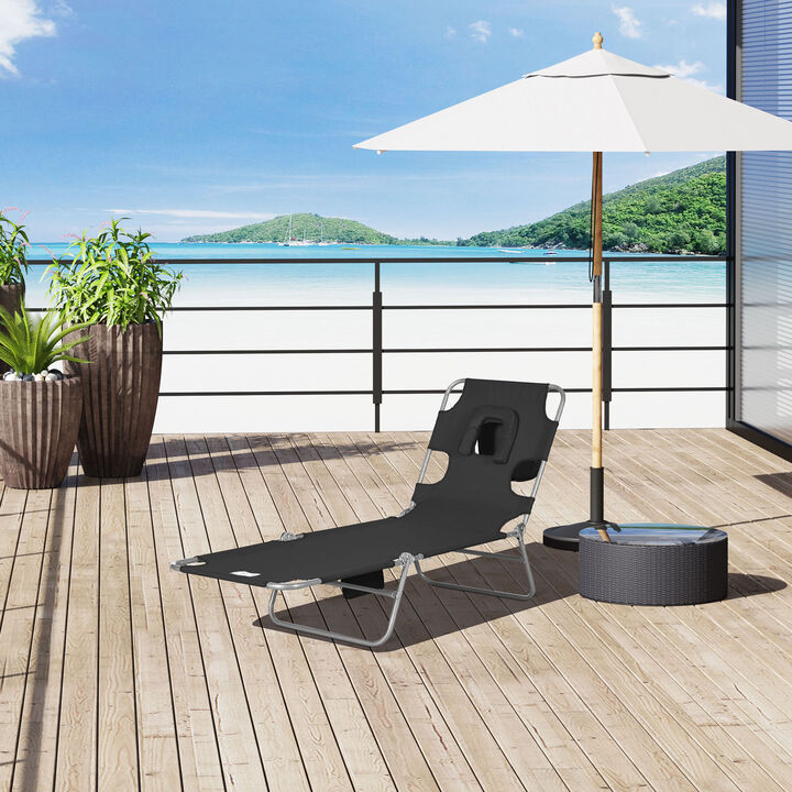 Hivvago Adjustable Outdoor Chaise Lounge Chair with Pillow