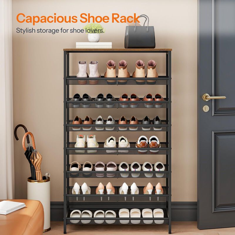 Wooden 8-Tier Shoe Rack, Large Capacity Shoe Organizer image number 6