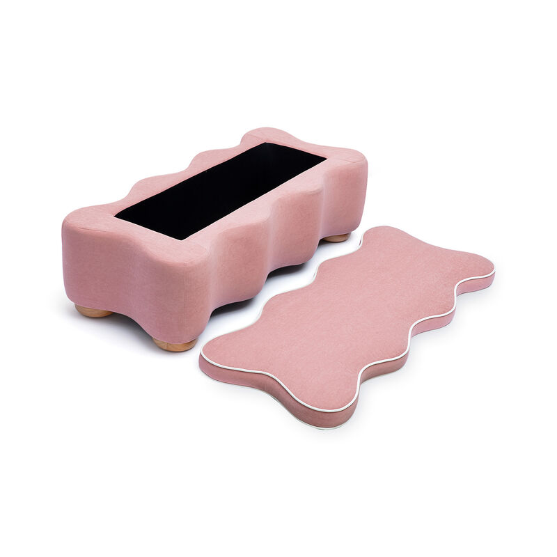 Thalia Pink Performance Velvet Storage Bench image number 3