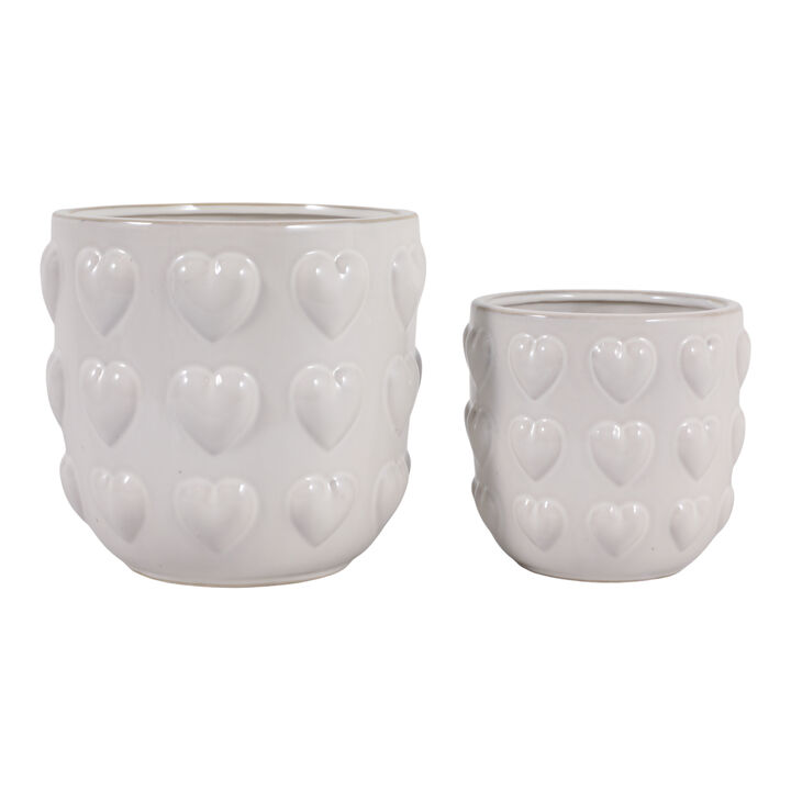 S/2 6/8" Hearts Planters