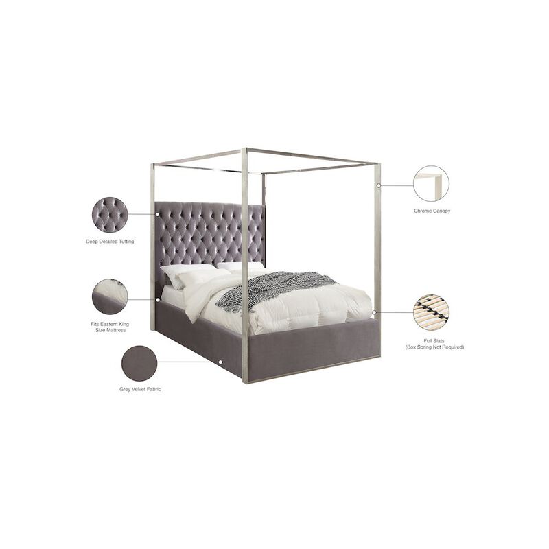 Meridian Furniture Porter Grey Velvet King Bed