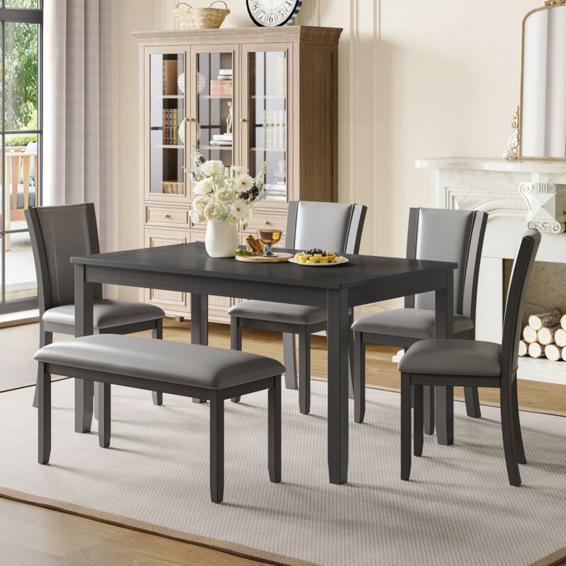 Pimmel 6‑Piece Rectangular Farmhouse Rustic  Dining Table Set image number 2