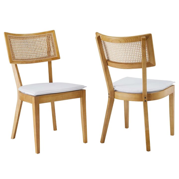 Modway EEI-6080-NAT-WHI Caledonia Fabric Upholstered Wood Dining Chair Set of 2, Natural White