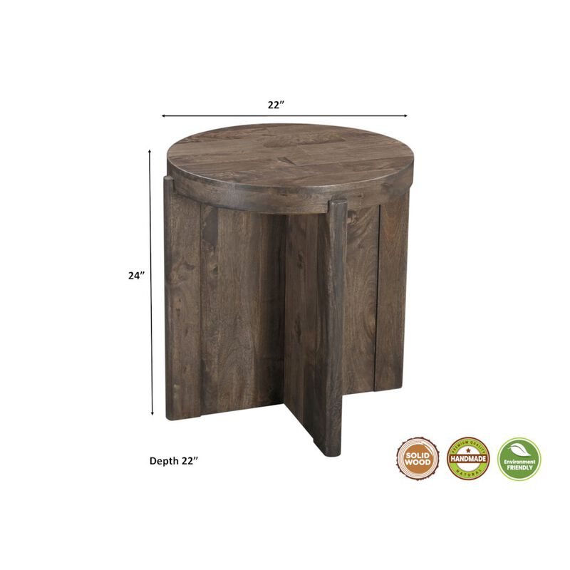 Taran Designs Adrien Round Solid Wood End Table