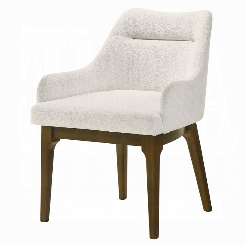 Pery Dining Side Chair Set of 2, White Chenille, Angled Oak Brown Legs image number 5
