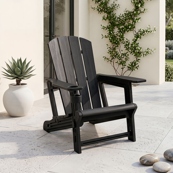 Weather-Resistant HDPE Adirondack Chairs Realistic Wood Look for Lawn and Garden