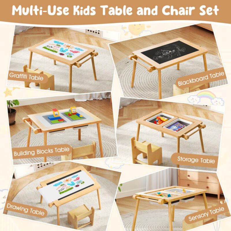 Hivvago Sensory Table and Chair Set for Kids 2-8 with Foldable Bins