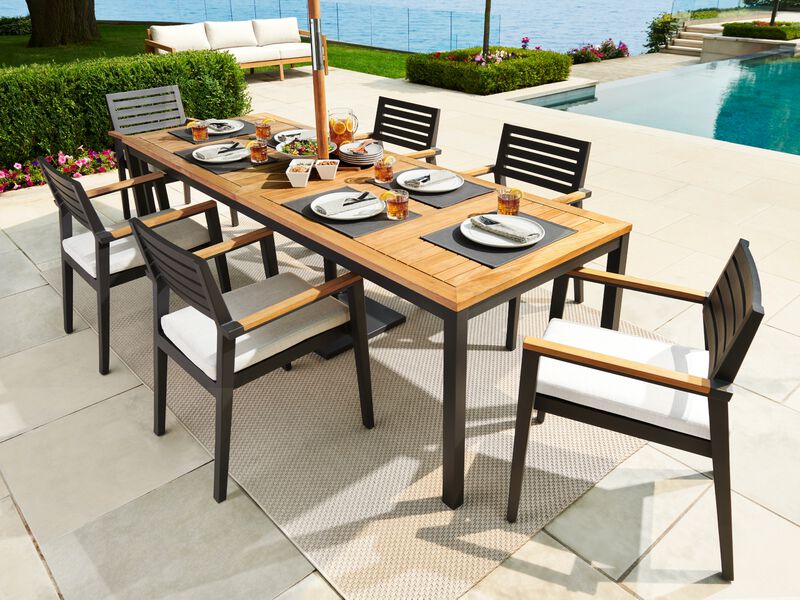 Rhodes 6 Seater Dining Set with 96 in. Table - Aluminum