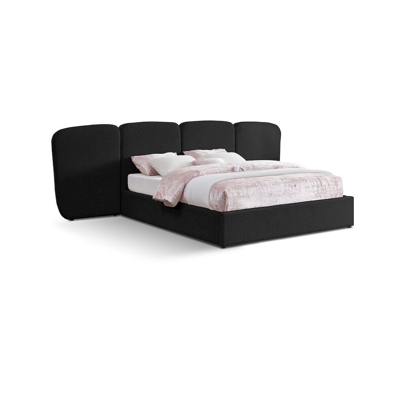 Meridian Furniture Shiloh Black Boucle Fabric King Bed