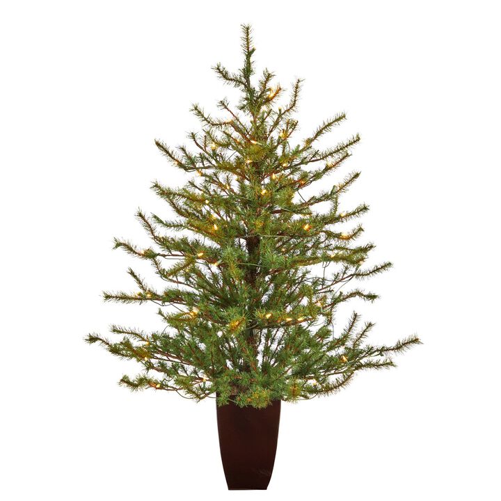 Nearly Natural 52-in Vancouver Mountain Pine Xmas Tree in Bronze Planter
