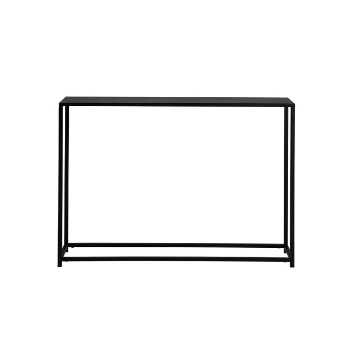 Eme 38 Inch Console Sofa Table, Rectangular Top, Modern Black Metal Frame