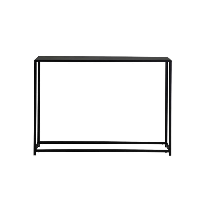 Eme 38 Inch Console Sofa Table, Rectangular Top, Modern Black Metal Frame