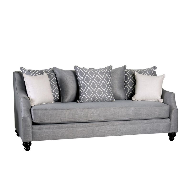 Efyn Sofa and Loveseat Set, Loose Pillow Back, Light Gray Burlap Weave - Benzara